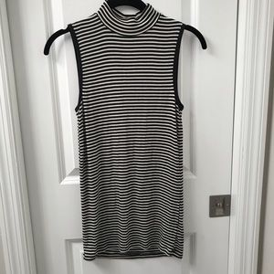 Striped mock turtleneck tank